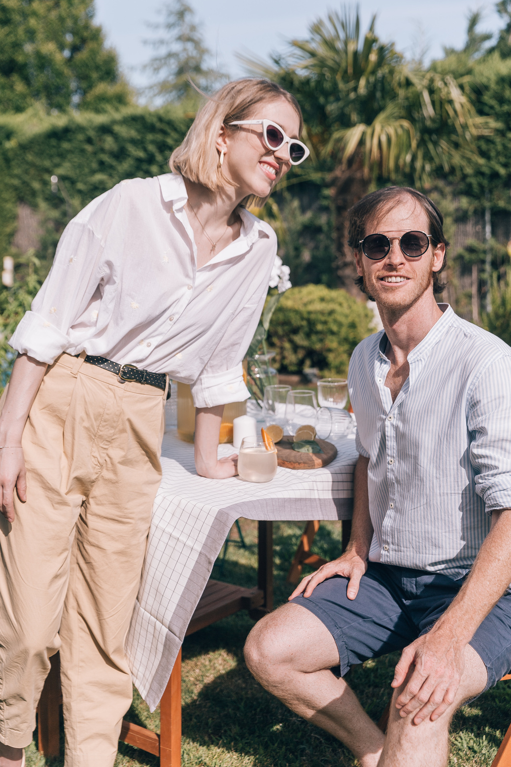 Couple Having Drinks Outdoors